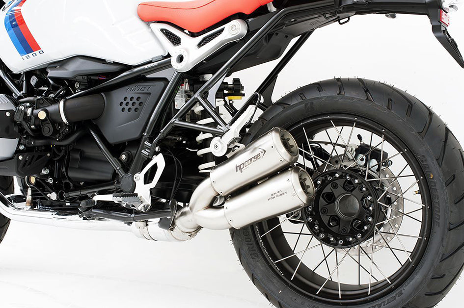 HP Corse GP-07 Dual Satin Stainless Steel Slip-On Kit (Road Legal) – BMW RNineT (1200cc) 2021–2023