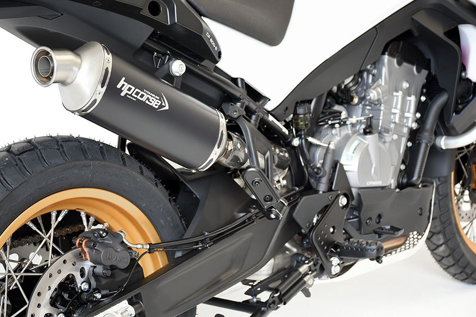 HP Corse SP-2 Short Black Coated Titanium Slip-On Kit (Road Legal) – CFMoto 800 MT Sport / Touring 2022–2025