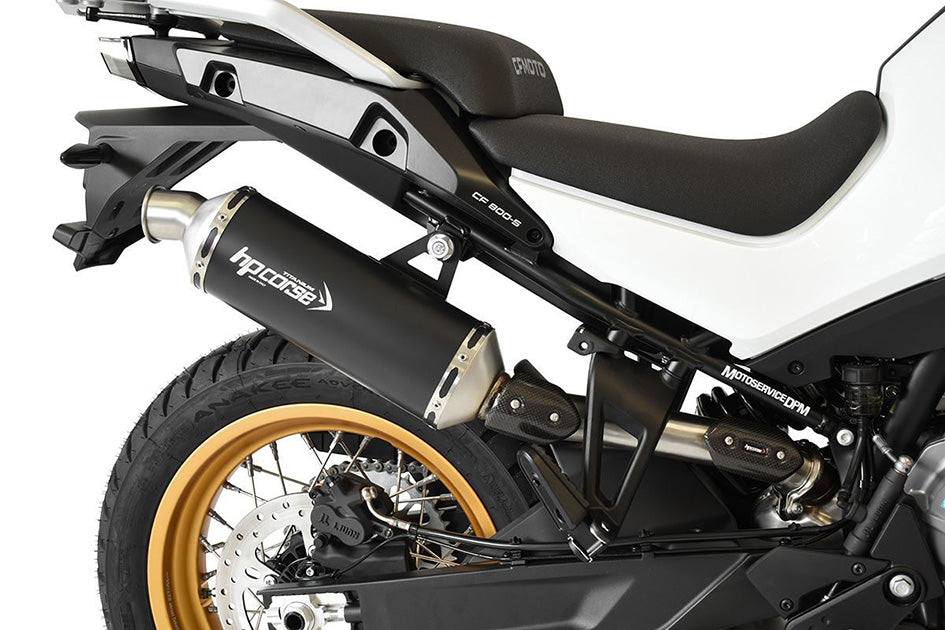 HP Corse SP-2 Short Black Coated Titanium Slip-On Kit (Road Legal) – CFMoto 800 MT Sport / Touring 2022–2025