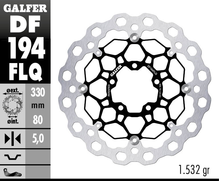Galfer Front Disc Cubiq Floating (C. Steel) 330X5mm – Kawasaki ZX-10R / RR 2016–2025
