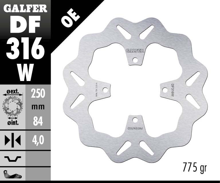 Galfer Rear Disc Wave Fixed 250X4mm (DF316W)