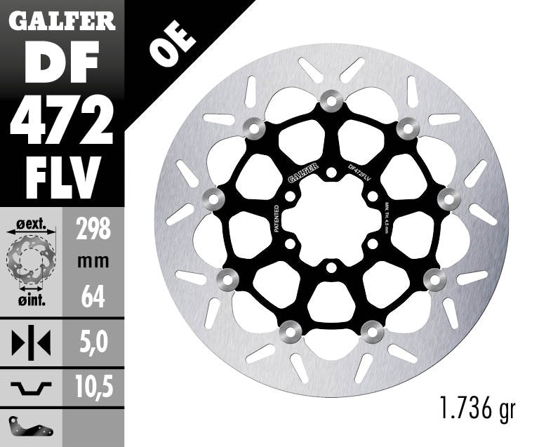Galfer Front Round Disc Floating (C. Steel) 298X5mm