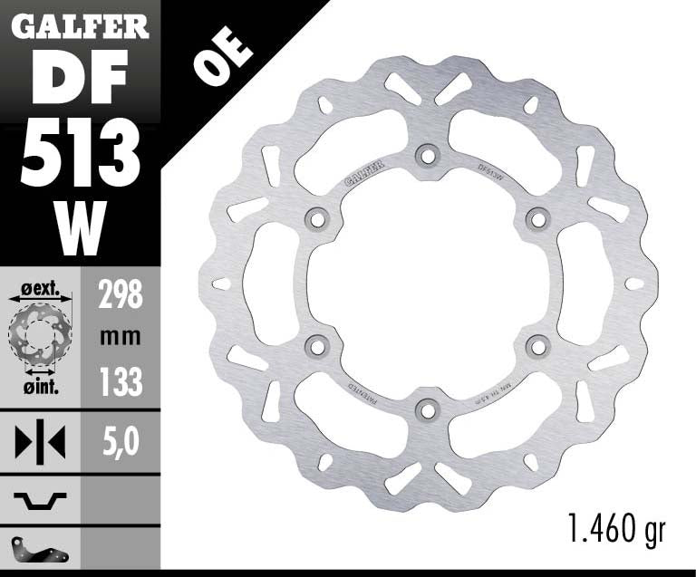Galfer Rear Disc Wave Fixed 298X5mm (DF513W)