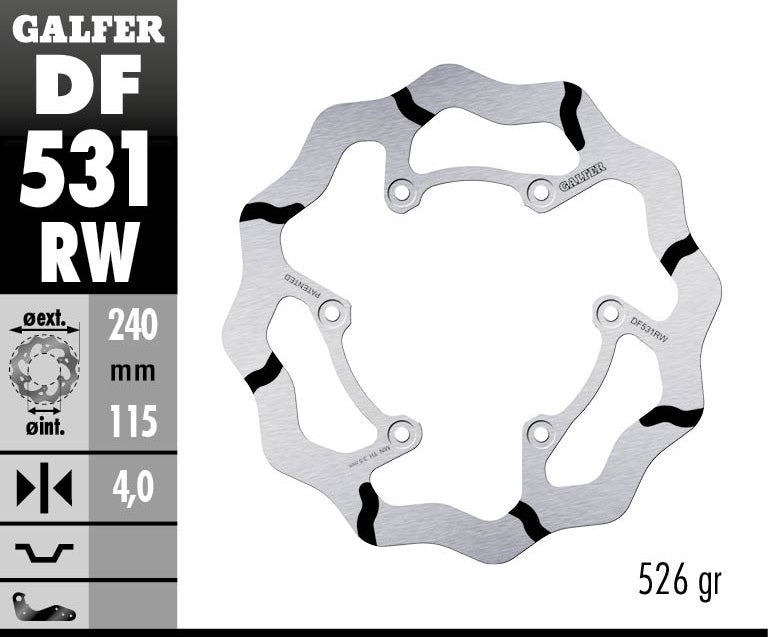 Galfer Rear Disc Wave Fixed Grooved 240X4mm (DF531RW)
