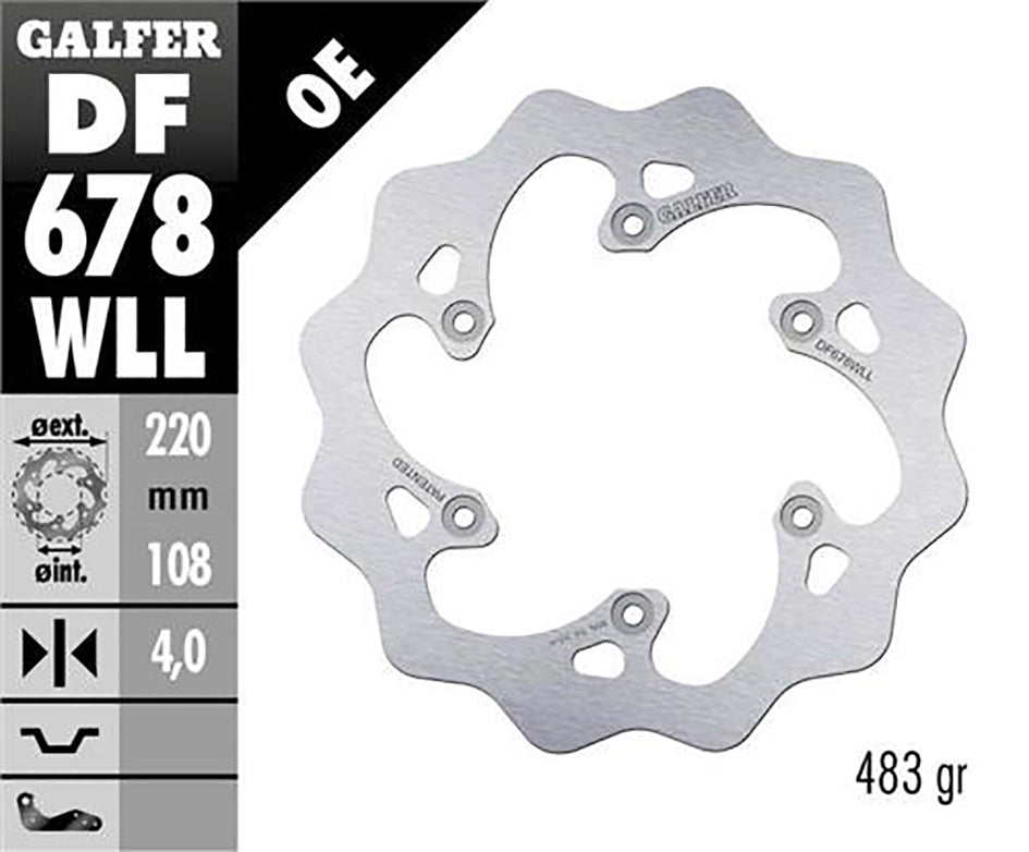 Galfer Rear Disc Wave Fixed Solid 220X4mm (DF678WLL)