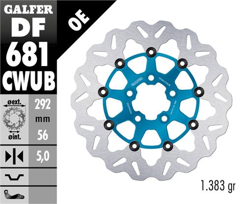 Galfer Rear Disc Wave Floating Blue 292X5mm - 1450