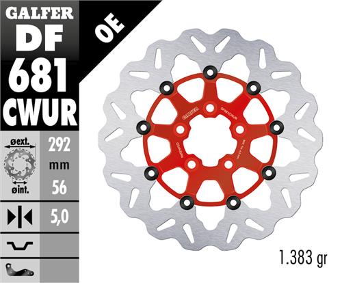 Galfer Rear Disc Wave Floating Red 292X5mm - 1450