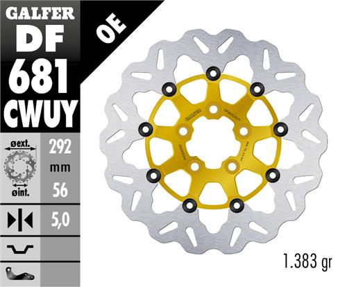 Galfer Rear Disc Wave Floating Gold 292X5mm - 1450