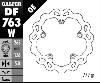 Galfer Rear Disc Wave Fixed 265X5mm (DF763W)