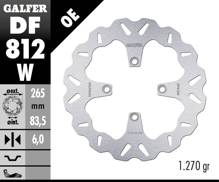 Galfer Rear Disc Wave Fixed 265X6mm (DF812W)