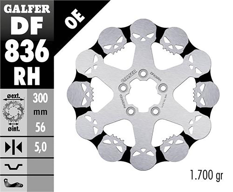 Galfer Rear Disc Wave Fixed Skull Design 300X5mm - 1450