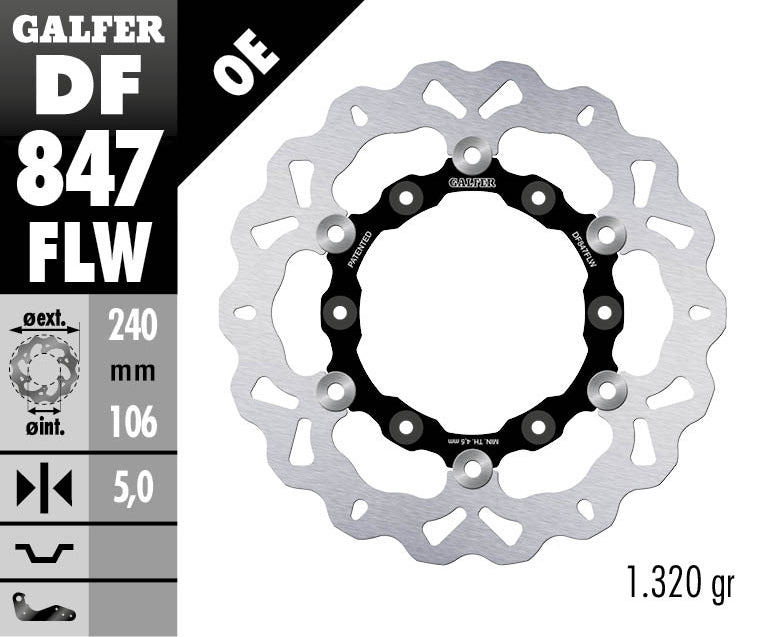 Galfer Rear Disc Wave Floating (C, Steel) 240X5mm (DF847FLW)