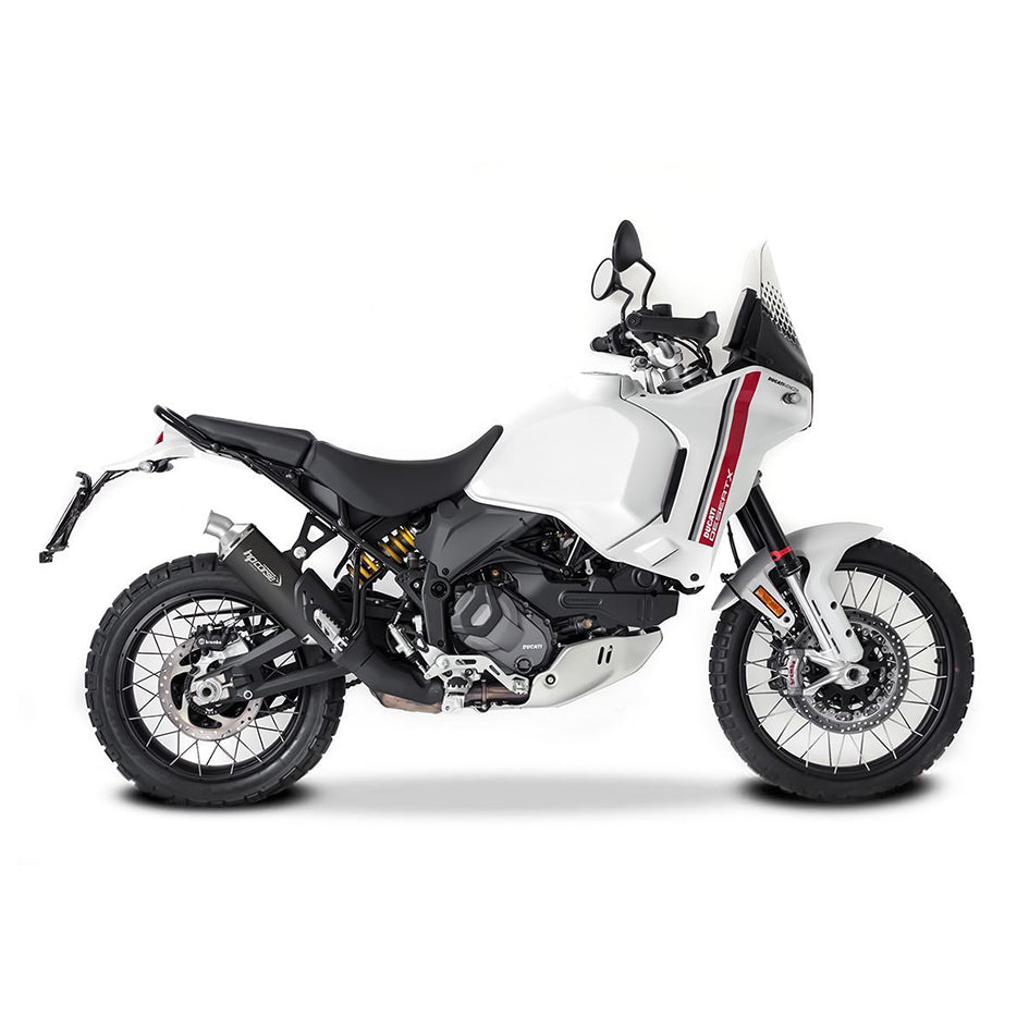 HP Corse SP-1 Evo Short Black Coated Titanium Slip-On Kit (Road Legal) – Ducati DesertX 2022–2025