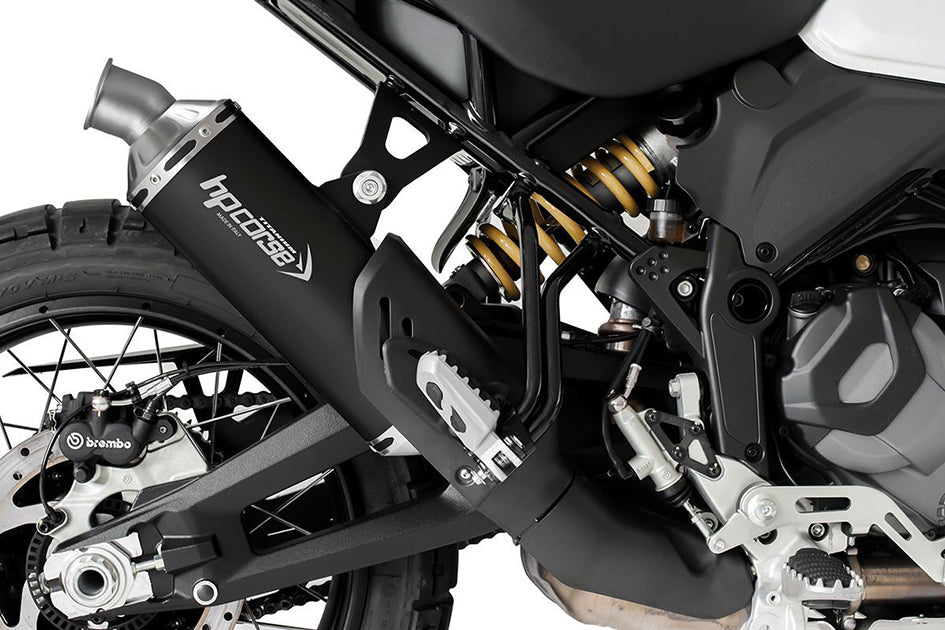 HP Corse SP-1 Evo Short Black Coated Titanium Slip-On Kit (Road Legal) – Ducati DesertX 2022–2025