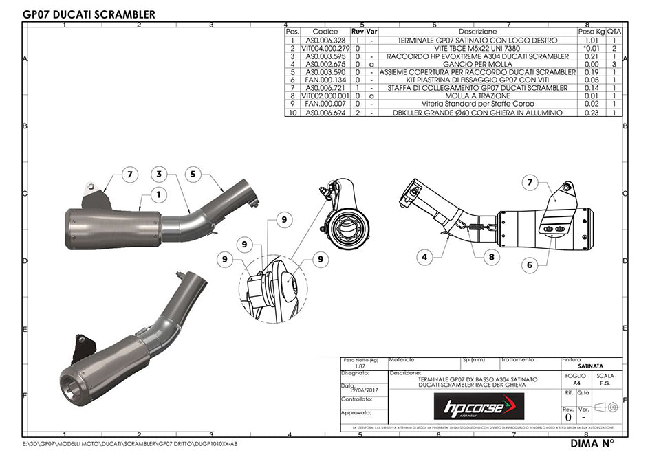 HP Corse GP-07 Black Coated Stainless Steel Slip-On Kit (Road Legal) (DUGP1010BG-AB)
