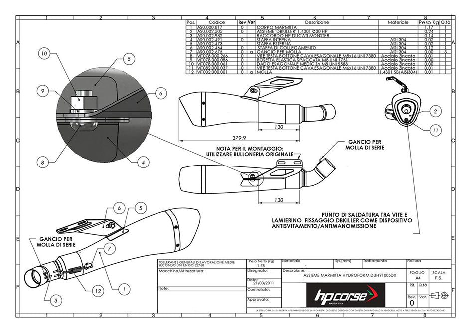 HP Corse Hydroform Satin Stainless Steel Slip-On Kit (Road Legal) (DUHY1005-AB)