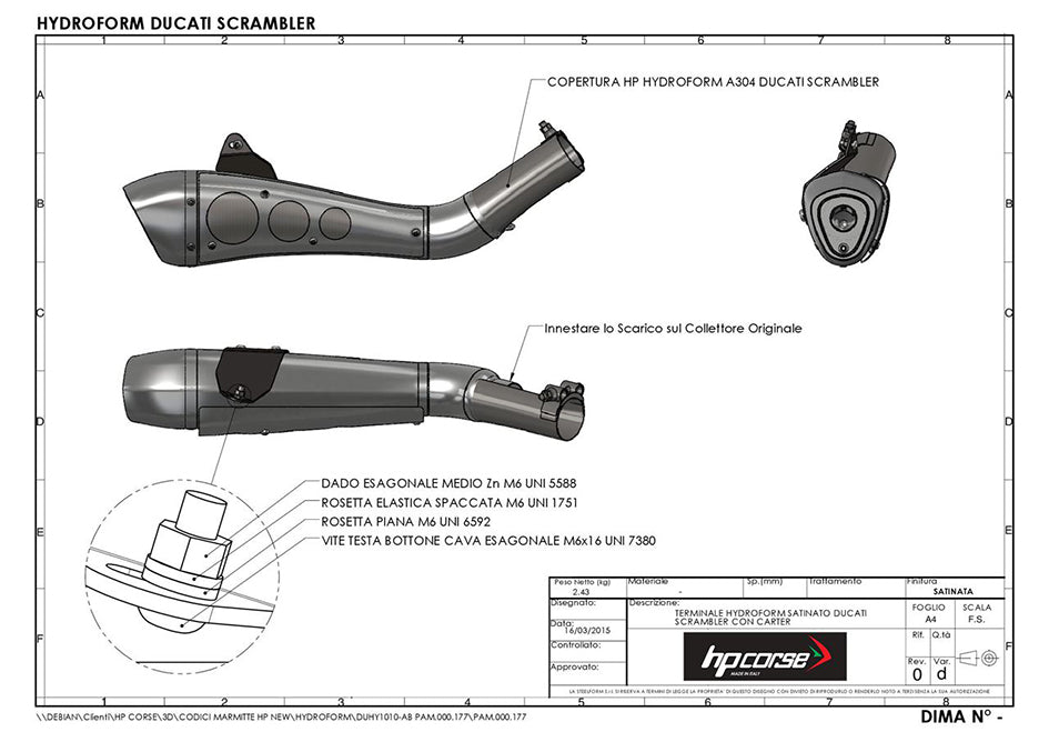 HP Corse Hydroform Classic Black Coated Stainless Steel Slip-On Kit (Race)