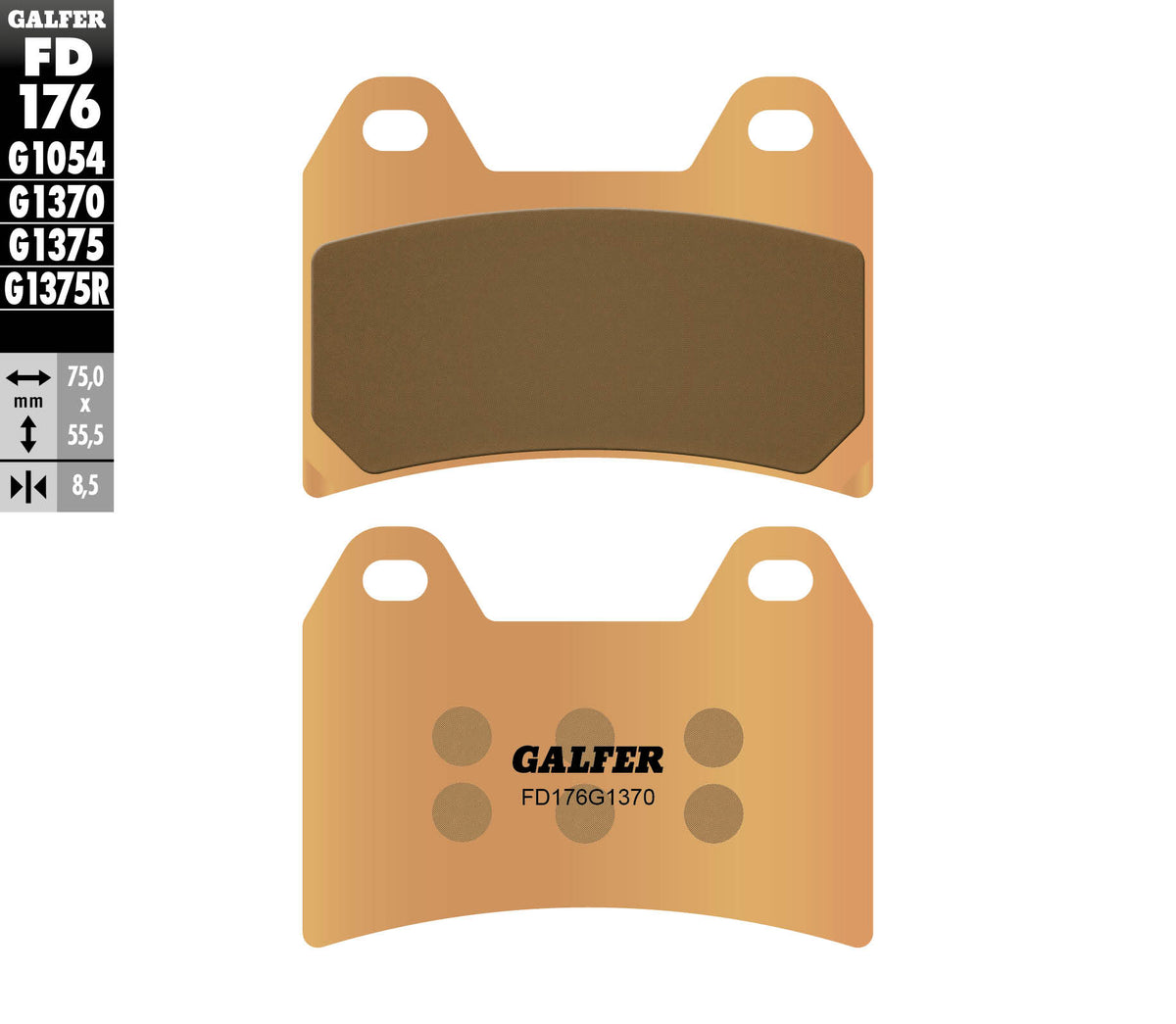 Galfer Brake Pads, Front, Sinter Street (FD176-G1370)