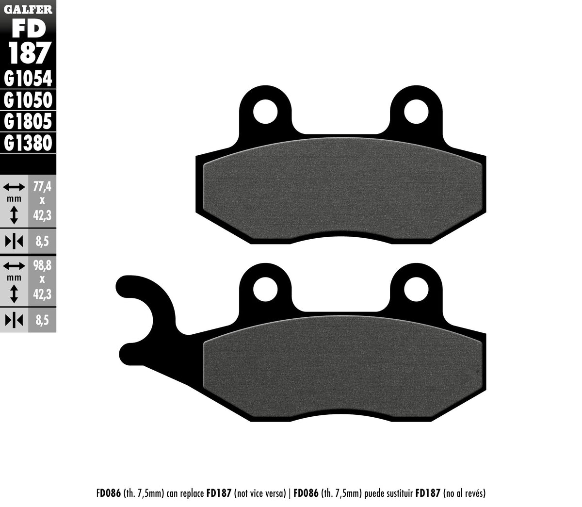 Galfer Brake Pads, Front, Semi Metal (FD187-G1054)