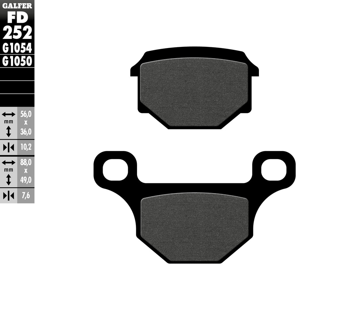 Galfer Brake Pads, Rear, Semi Metal (FD252-G1054)