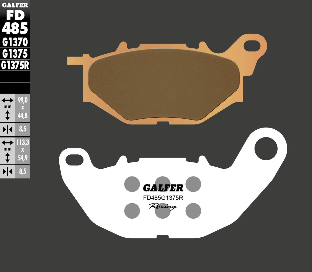 Galfer Brake Pads, Front, Sinter Sport Race (FD485-G1375R)