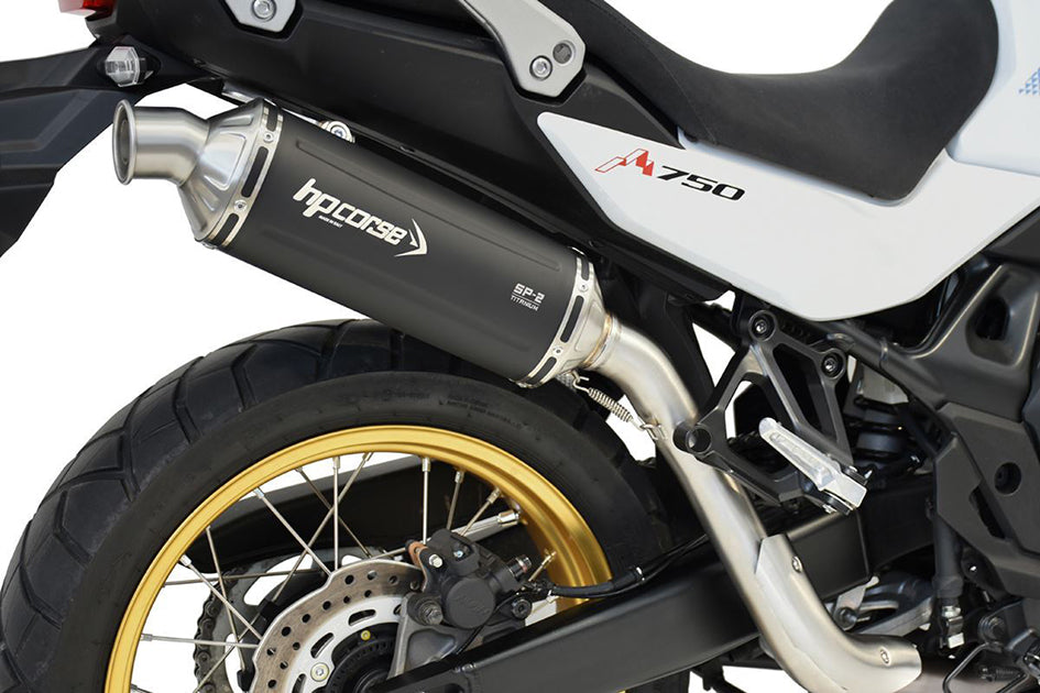 HP Corse SP-2 Short High Level Black Coated Titanium Slip-On Kit (Road Legal) – Honda XL750 Transalp 2023–2026