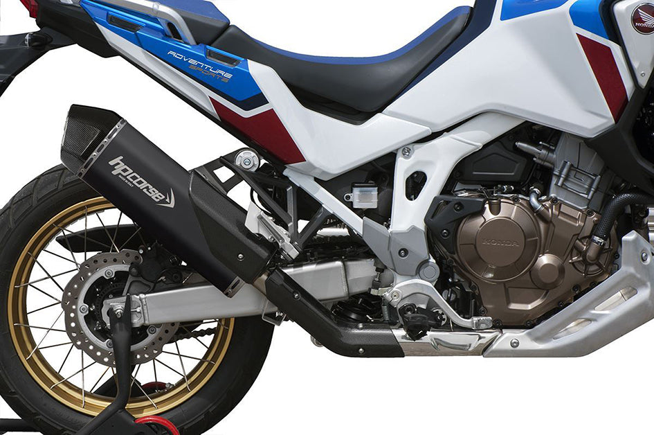 HP Corse SPS Carbon Black Coated Stainless Steel Slip-On Kit (Road Legal) – Honda CRF1100L Africa Twin / Adventure Sport 2020–2026