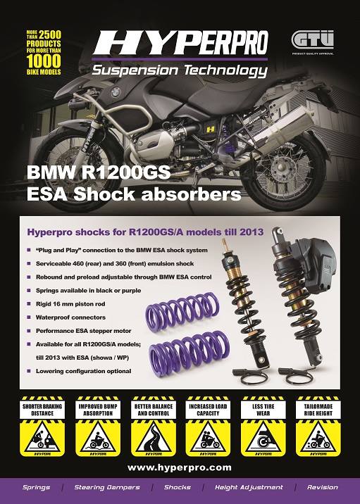 Hyperpro Emulsion Shock - Bespoke Order To Riders Own Specification - (Plugin Shock Designed To Be Used With WP Electric ESA System) – BMW R1200GS 2004–2012