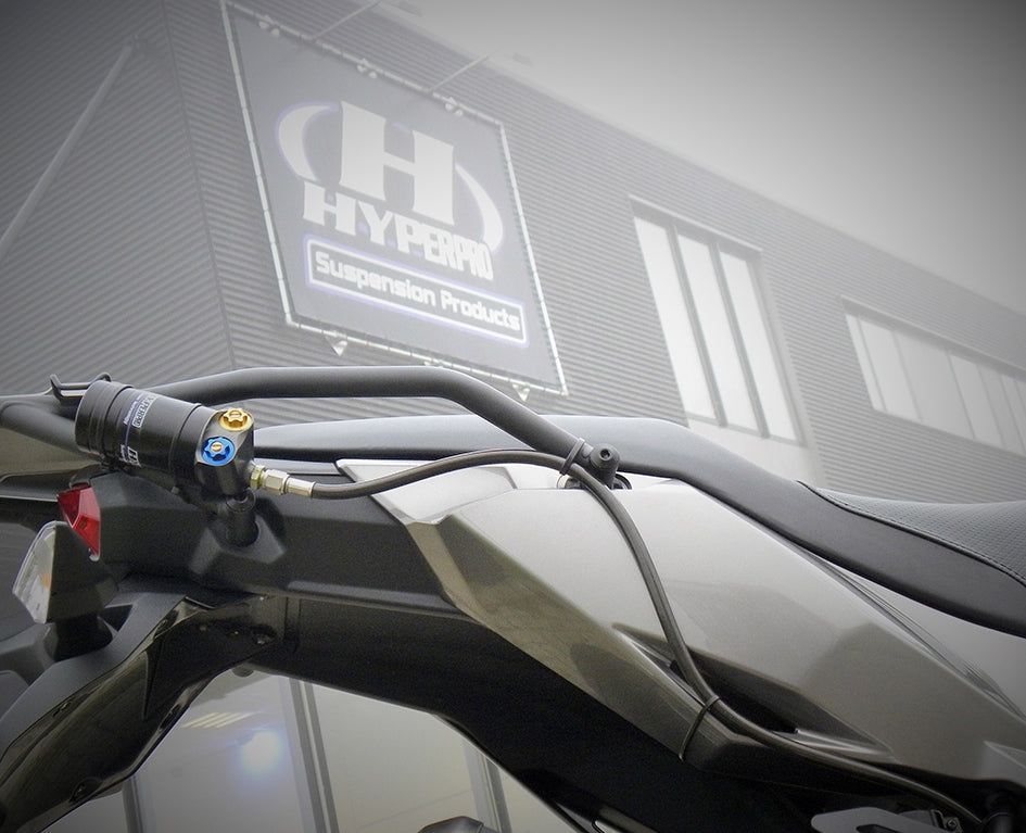 Hyperpro Fully Adjustable Shock (Hose Reservoir) - High & Low Speed Compression - Bespoke Order To Riders Own Specification – Kawasaki Versys-X 300 2017–2022