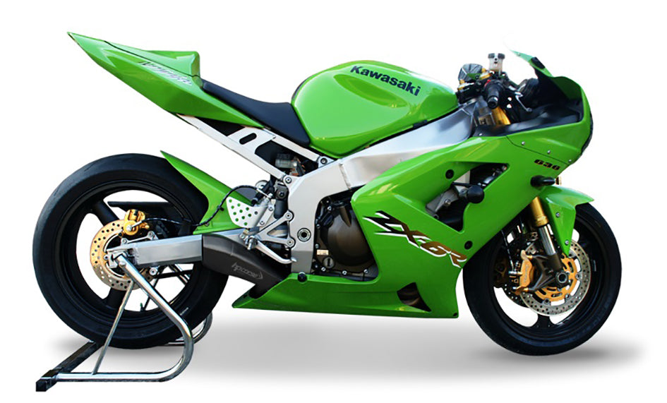 HP Corse Hydroform Black Coated Stainless Steel Slip-On Kit (Road Legal) – Kawasaki ZX-6R 2003–2004
