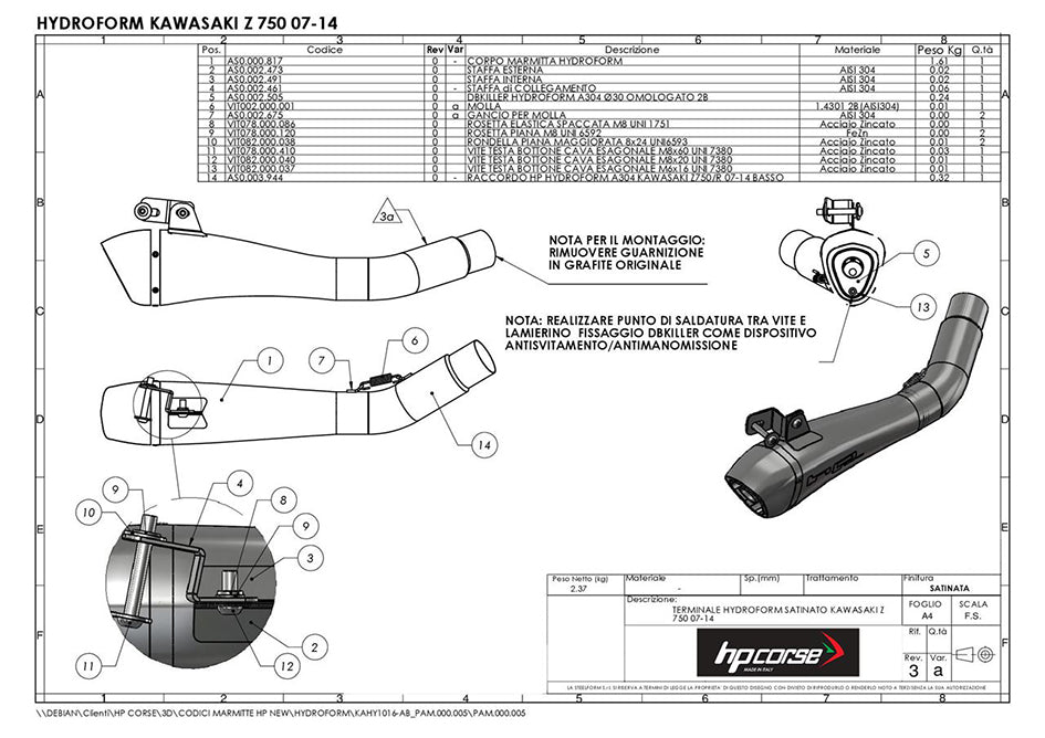 HP Corse Hydroform Satin Stainless Steel Slip-On Kit (Road Legal) – Kawasaki Z750 2007–2012