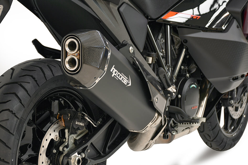 HP Corse SPS Carbon RR Black Coated Titanium Slip-On Kit (Road Legal) – KTM 1390 Super Adventure R / S / Evo 2025–2026