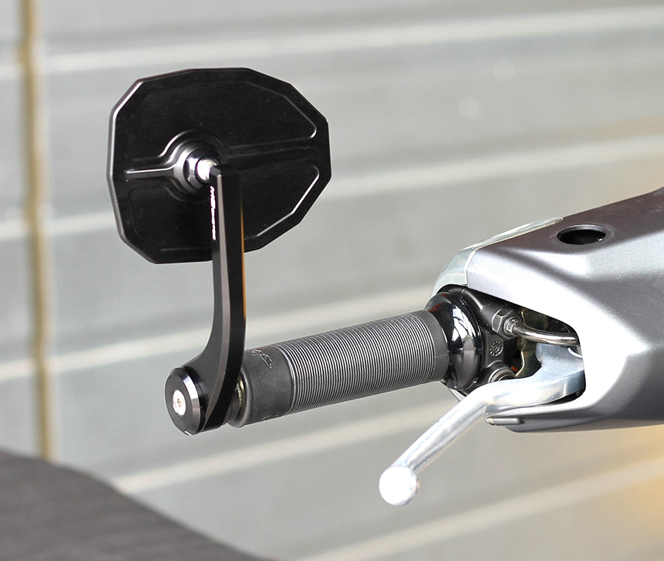 MG Biketec Handlebar End Mirror Type Type 2, 13 sided polygonal Black, end cap Black – Ducati Streetfighter V2 2025–2026 / KTM 790 Duke 2018–2026