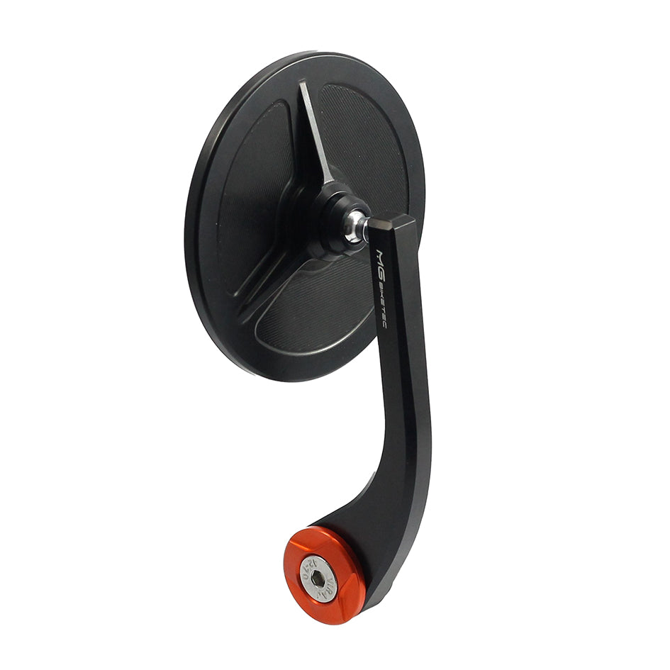 MG Biketec Bar End Mirror Type 3, round Black, end cap Orange, single mirror – Yamaha MT-07 2025–2026