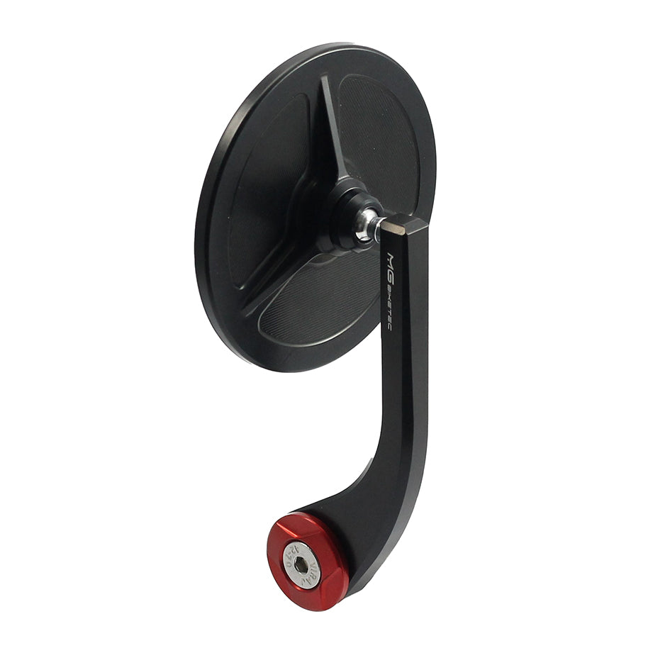 MG Biketec Bar End Mirror Type 3, round Black, end cap Red, single mirror – Yamaha MT-07 2025–2026