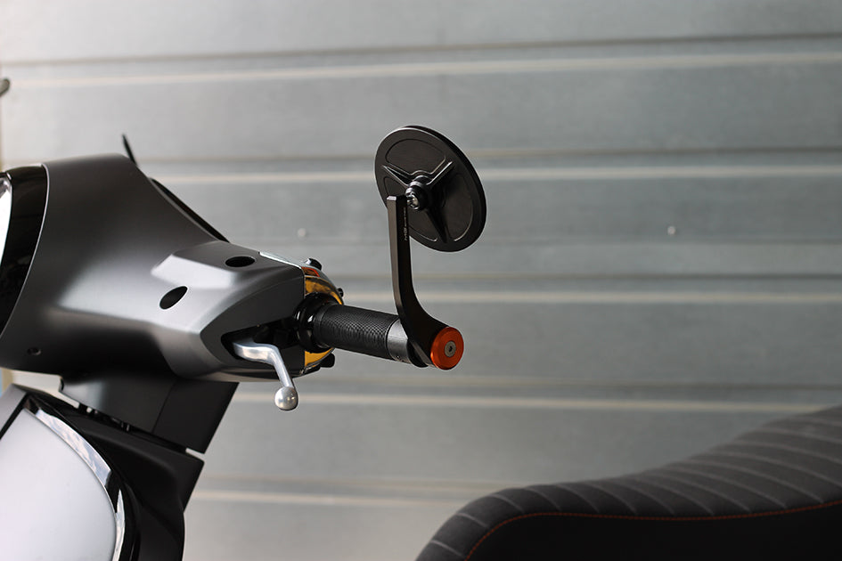 MG Biketec Bar End Mirror Type 3, round Black, end cap Red, single mirror – Yamaha MT-07 2025–2026