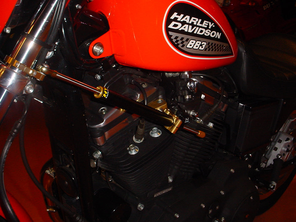 Hyperpro Steering Damper Mounting Kit, Gold, other colours available - Left On Frametube – Harley-Davidson XL1200 Sportster (1220cc) 1998–2003