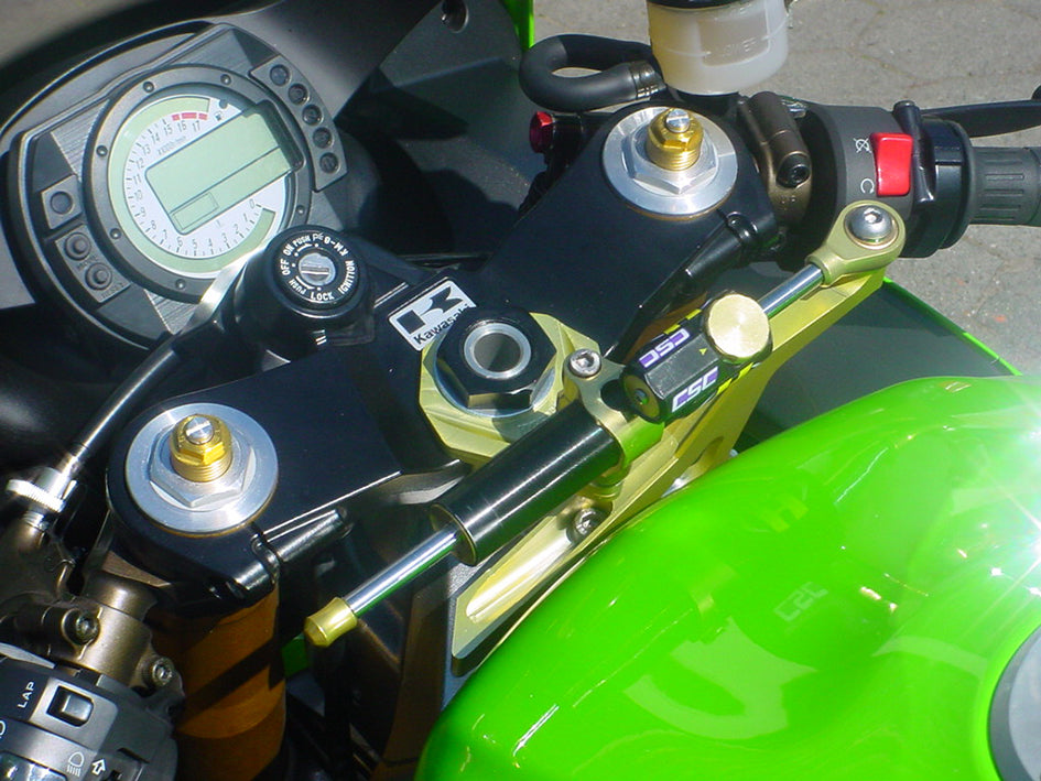 Hyperpro Steering Damper Mounting Kit, Gold, other colours available - Top / Tank (916 Style) – Kawasaki ZX-6R 2003–2004 / Kawasaki ZX-6RR 2003–2004