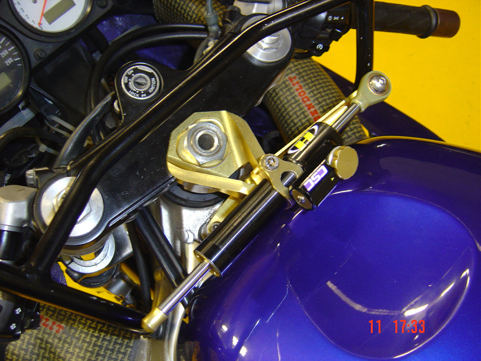 Hyperpro Steering Damper Mounting Kit, Gold, other colours available - Top / Tank (916 Style) – Suzuki GSX-R600 1997–2000 / Suzuki GSX-R750 1996–1999
