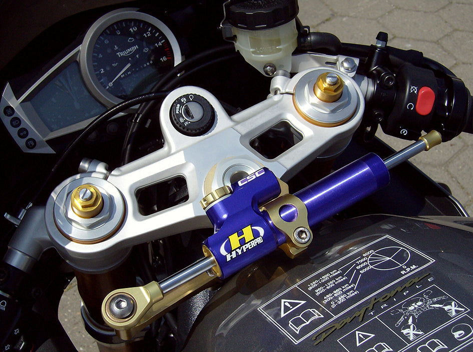 Hyperpro Steering Damper Mounting Kit, Gold, other colours available - Top / Tank (916 Style) - (Uses Standard 75mm Damper NL1/NP1)