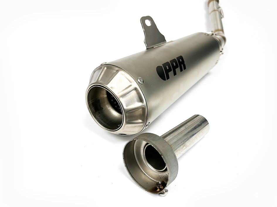 PPR Full Stainless System With Carbon Fibre End Cap - Race With Removable Baffle (Euro 3, 4 & 5 Models) – Yamaha YZF-R125 2019–2024