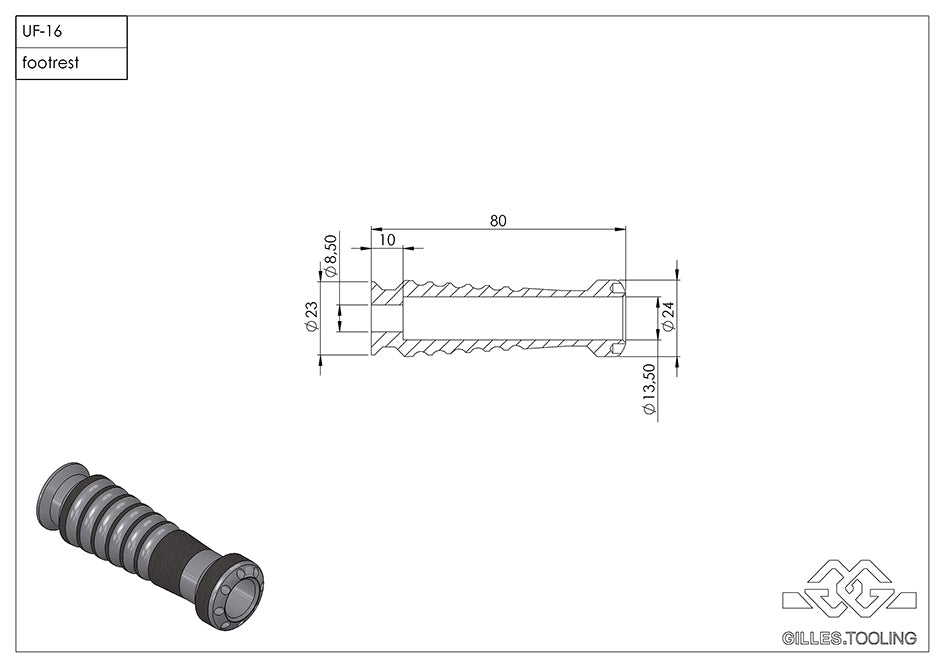 Gilles RGK Sport Footpeg Kit (Rider) - Black (Other Colours Available) (RGK-300-UF16-SET-B)
