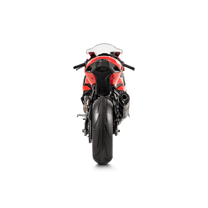 Akrapovic Carbon Silencer Slip-On Kit - Race. If passenger footrests removed bracket P-MBB10E1-1 required. – BMW M1000RR 2021–2026 / BMW S1000RR 2019–2026