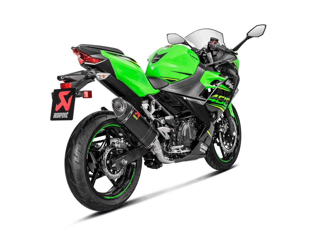Akrapovic Full System (Carbon Silencer & Stainless Headers) - Race Removable Baffle – Kawasaki Ninja 400 2018–2023