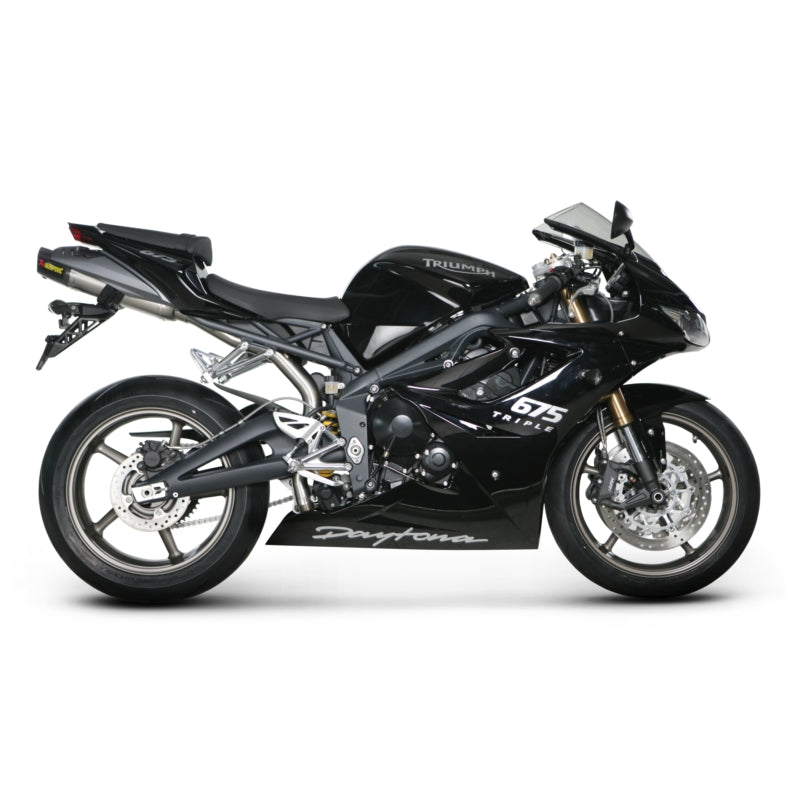 Akrapovic Titanium Silencer Slip-On Kit - (Carbon Outlet Cap) - Road Legal Removable Baffle – Triumph Daytona 675 2006–2012 / Triumph Daytona 675 R 2011–2012