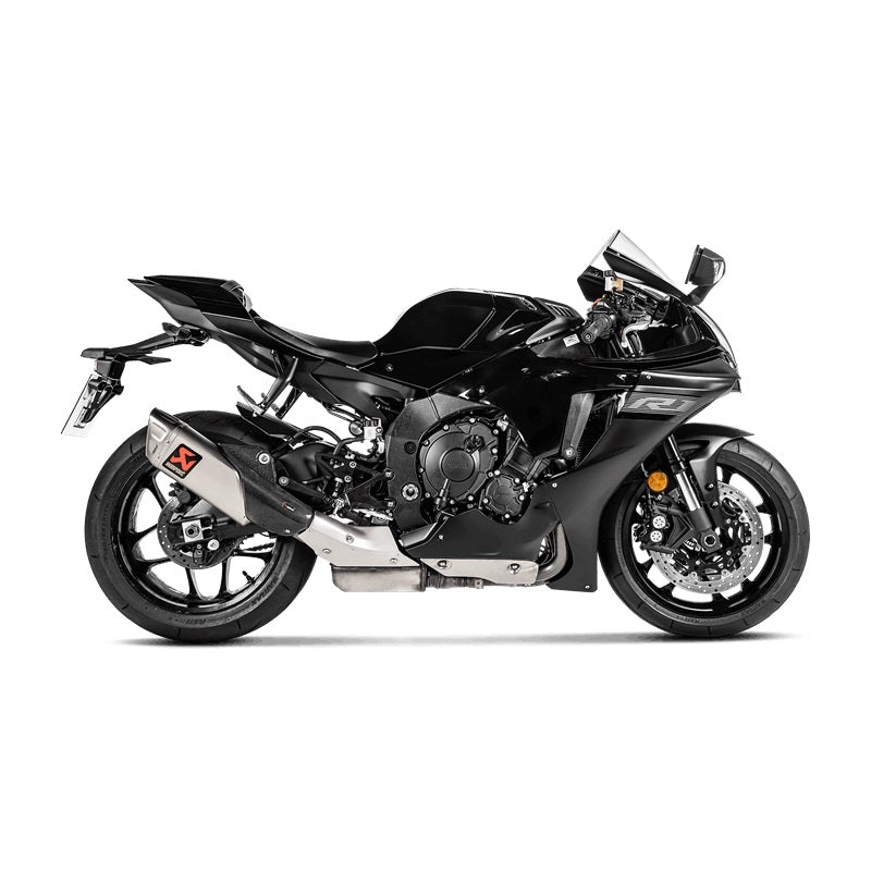 Akrapovic Titanium Silencer Slip-On Kit - (Forged Titanium Outlet Cap) - With Carbon Heat Shield - Road Legal – Yamaha YZF-R1 / M 2015–2019 / Yamaha YZF-R1 / M 2020–2026