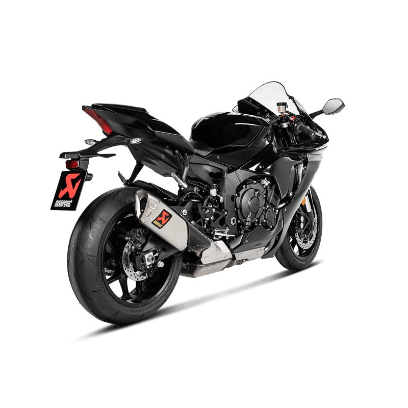 Akrapovic Titanium Silencer Slip-On Kit - (Forged Titanium Outlet Cap) - With Carbon Heat Shield - Road Legal – Yamaha YZF-R1 / M 2015–2019 / Yamaha YZF-R1 / M 2020–2026