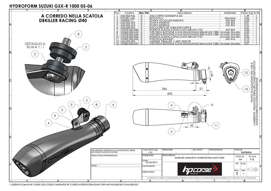 HP Corse Hydroform Black Coated Stainless Steel Slip-On Kit (Road Legal) – Suzuki GSX-R1000 2005–2006