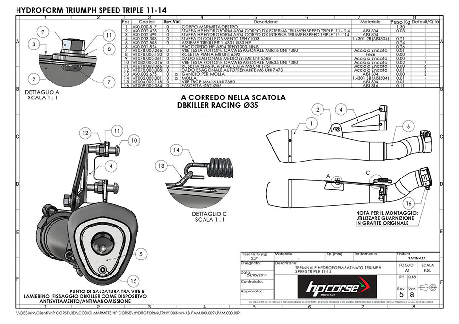 HP Corse Hydroform Satin Stainless Steel Slip-On Kit (Road Legal) – Triumph Speed Triple 1050 2011–2015