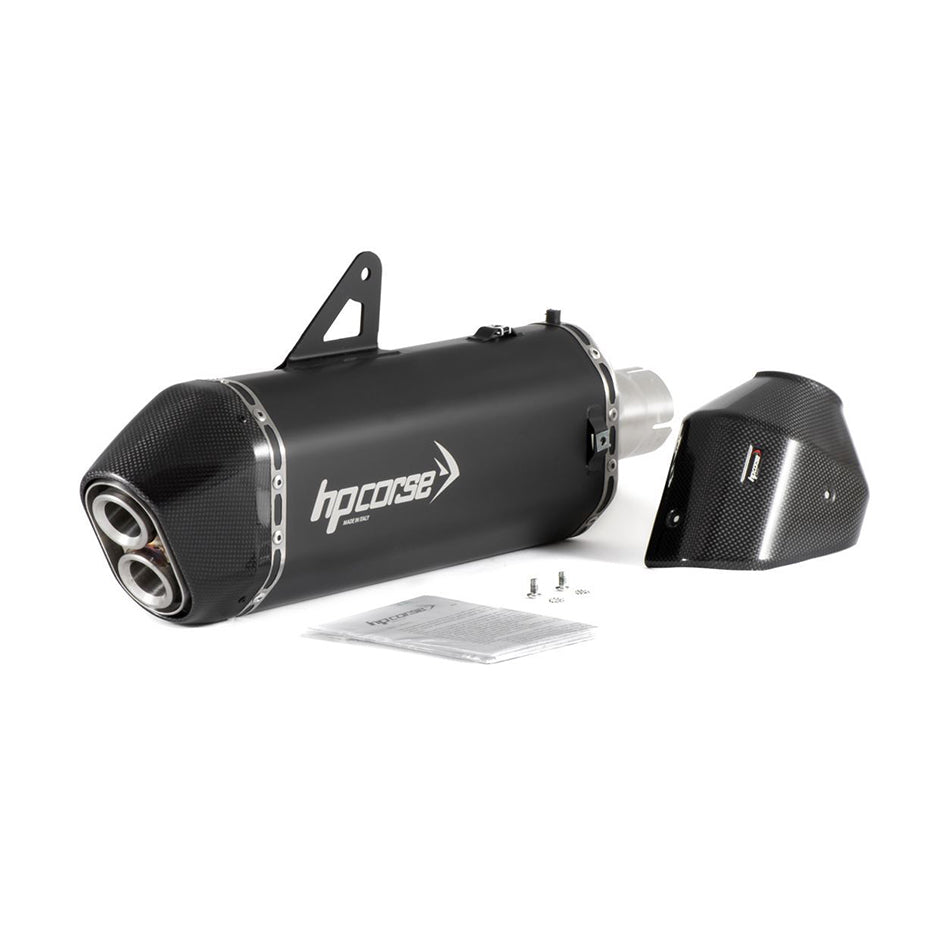 HP Corse SPS Carbon 350 Black Coated Stainless Steel Slip-On Kit (Road Legal) – Triumph Tiger 850 Sport 2021–2023 / Triumph Tiger 900 / GT / Rally 2020–2023